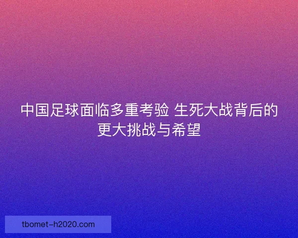 中国足球面临多重考验 生死大战背后的更大挑战与希望